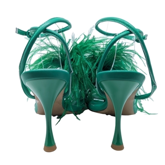 NEW Bottega Veneta Authentic Dot Green Feather Sandal Heels Size EU 38 - Picture 7 of 16